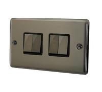 Albert Austin 4 Gang Light Switch PGM 33544 Long Lasting Gang Design Smooth Soft Edges Polished finish Standard UK Power Switch High Electrical Conductivity Residential Use 2 Way 10A Black Nickel