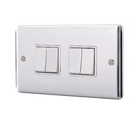 Albert Austin 4 Gang Light Switch PGM 33544 Long Lasting Gang Design Smooth Soft Edges Polished finish Standard UK Power Switch High Electrical Conductivity Residential Use 2 Way 10A Brushed Steel