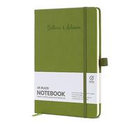 Albert Austin A5 Notebook Lined Journal Vegan Leather Thick 120gsm Premium Paper Elastic Closure with 2 Ribbon Bookmarks 128 Pages A5 Journal Notebook for School Business Study Office Work (Green)