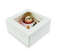 Albert Austin Cardboard Cupcake Boxes | White Multiple Holes Cupcake Box | Durable Construction | Easy Assembly | Insert for Cupcakes | Food Grade Muffin Holder With Window