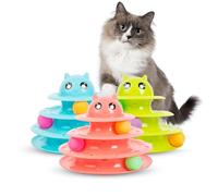 Albert Austin Cat Roller Ball Toy - 3 Tier Indoor Cats Toys, Colourful Rolling Balls With Anti Slip Base