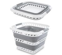 Albert Austin Collapsible Laundry Basket Durable Plastic Folding Basket 40L Capacity Washing Basket Hole Design Washing Basket Square Shaped Laundry Bucket Pop-up Laundry Basket for Clothes