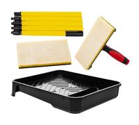 Albert Austin Decking Stain Paint Pad Applicator Kit with Extension Pole Handles Durable Plastic Comfortable Grip Pad Handle Lock Adjustment Oil Applicator Sturdy Paint Tray Paint Pad Decorating Set