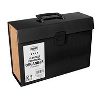 ALBERT AUSTIN Expanding File Organiser - Office Accessories Stationary Supplies, 19 Pockets Filing Boxes Document Organiser, File Folder, A4 Desk Folders Expander, Portable Files Storage Box (Black)