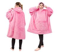 Albert Austin Fleece Hoodie Blanket | Comfy Adults Blanket With Hood | Super Soft Plush Hooded Blanket With Arms And Pocket | Oversized Warm Wearable Blanket For Women And Men (Pink)
