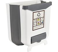 Albert Austin Foldable Trash Bin White/Grey Kitchen Cabinet Folding Food Waste Garbage Compactor Caddy for Bathroom, Car, Office, Home - Recycling Bins