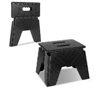 Albert Austin Folding Step Stool Durable Plastic Small Step Stool Slip Resistant Stepping Stool With Built-In Handles 150kg Capacity Folding Footstool Lightweight Stool For Kitchen Laundry (Black)