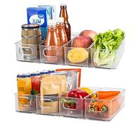 Albert Austin Fridge Organisers Set of 8 Clear Storage Containers For Kitchen Cupboard Drawer Pantry BPA Free Stackable Fridge Storage Organiser With Handles Multi Use Transparent Storage Boxes