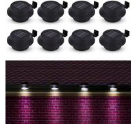 Albert Austin Gutter Fence Lights - Waterproof LED Gutter Wall Light, Auto On/Off Dusk to Dawn Solar Powered Lights, Weatherproof Energy Saving Lighting for Garden, Patio & Yard (4 × Pack of 2)