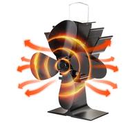 Albert Austin Heat Powered Stove Fan Powerful 4 Blade Design Easy to Carry Silent Operation Log Burner Fan for Wood Burning Stove Small Fireplace Fan Stable Base Efficient Heat Distribution