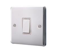 Albert Austin Light Switch 1 Gang 2 Way PGM 33643 Easy to Install Gang Design Durable Smooth Polished Finish Easy to Use High Power Standard UK Switch For Home and Commercial Use 10A Brushed Steel