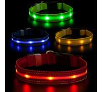 Albert Austin Light Up Dog Collars for Night Walking Ultra Bright LED Dog Collar with 3 Flashing Modes and 8 Hour Working Time USB Rechargeable Waterproof Adjustable Dog Collar (Red, L (48-60cm))