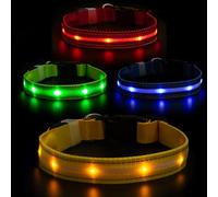Albert Austin Light Up Dog Collars for Night Walking Ultra Bright LED Dog Collar with 3 Flashing Modes and 8 Hour Working Time USB Rechargeable Waterproof Adjustable Dog Collar (Yellow, M (38-50cm))
