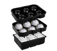 Albert Austin Set of 2 Ice Cube Trays with Lid Silicone Trays Ice Ball Maker Space Saving Ice Trays for Freezer Groove Design Ice Cube Moulds Reusable Non Breakable Ice Trays for Cocktails Milk