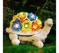 Albert Austin Solar Turtle Garden Ornaments Outdoor Waterproof Garden Statue with Solar Powered LED Lights Garden Tortoise Figurine Decor Housewarming Garden Decorations Garden Gifts for Women Men