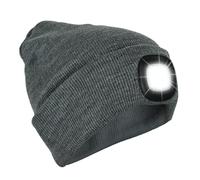 Albert Austin Unisex 4 LED Beanie Hat with Lights Torch Head Light 3 Adjustable Brightness Levels Battery Operated One Size Gifts for Men Portable Running Camping Fishing Walking Horse Riding (Grey)