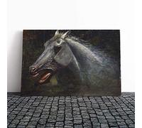 Albert Bierstadt A Wild Stallion Canvas Print | Gallery Wrapped 30mm Frame Wall Art | 24x16 inches | Ready to Hang | Modern Animal Picture | Living Room Bedroom Lounge Office