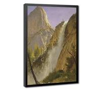 Albert Bierstadt,Liberty Cap, Yosemite Valley Canvas Wall Art Poster Decor | for Living Room Aesthetics, Bedroom, Dorm Decor Home Office Decoration Black Frame-style 16"L x 24"W