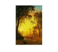 Albert Bierstadt Outstanding Works Poster Light in The Forest for Room Aesthetic Print Art Wall Painting Canvas Modern Bedroom Decor 12x18inch(30x45cm)