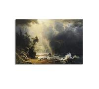 Albert Bierstadt - Puget Sound On The Pacific Coast-1 Aesthetic Room Decor Canvas Prints Modern Wall Painting Art for Bedroom 16x24inch