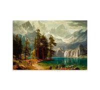 Albert Bierstadt Sierra Nevada Scenery Poster Canvas Print Art Rustic Stunning Wall Decor Pictures Art Print Wall Decoration for Office Apartment Artworks Picture Print Wall Art Painting Canvas Gift D