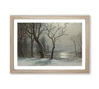 Albert Bierstadt Winter Scene No.1 Framed Print | A2 Oak Framed Wall Art | Ready to Hang | Modern Landscape Picture | Living Room Bedroom Lounge Office