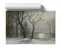 Albert Bierstadt Winter Scene No.1 | Unframed Wall Art Print | Ready to Frame Poster | Modern Home Decor Picture | Artwork for Living Room, Bedroom, Kitchen or Office | A1 (59.4x84.1 cm)