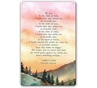 Albert Camus Quotes Invincible Summer Book Vertical Novelty Retro Metal Tin Sign Funny Wall Decor Garage Bar Courtyard Living room 8x12 Inch