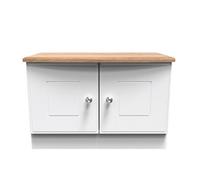 Albert Compact 2 Door Tv & Media Unit In White Ash & Oak (Ready Assembled)