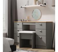 Albert Double Pedestal Desk (Ready Assembled) Ready Assembled 2 U Dark Grey Large