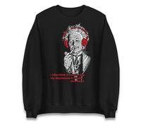 Albert Einstein Jumper - I Often Think in Music Graphic Sweatshirt | Retro Style Jumper Black