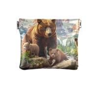 Albert Einstein's Face Coin Purse Leather Mini Jewelry Box, Casual Change Pouch for Daily Use, Bears Forest Green, One Size, Bears Forest Green