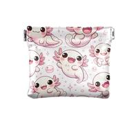 Albert Einstein's Face Coin Purse Leather Mini Jewelry Box, Casual Change Pouch for Daily Use, Cute Axolotl Pink, One Size, Cute Axolotl Pink