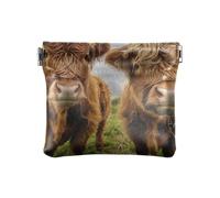 Albert Einstein's Face Coin Purse Leather Mini Jewelry Box, Casual Change Pouch for Daily Use, Highland Cows, One Size, Highland Cows