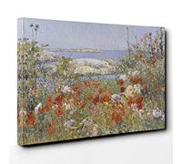Albert Henry Krehbiel Celia Thaxter's Garden Canvas Print | Gallery Wrapped 30mm Frame Wall Art | 30x20 inches | Ready to Hang | Modern Floral Picture | Living Room Bedroom Lounge Office