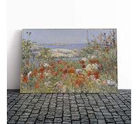 Albert Henry Krehbiel Celia Thaxter's Garden Canvas Print | Gallery Wrapped 30mm Frame Wall Art | 30x20 inches | Ready to Hang | Modern Floral Picture | Living Room Bedroom Lounge Office