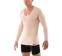 ALBERT KREUZ Deep-V Undershirt Invisible Business Men's Organic Stretch Cotton Long Sleeve Beige, beige, L
