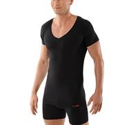 ALBERT KREUZ Men’s Black Business deep-V Undershirt with Short Sleeves Made of Soft and Light Stretch-Cotton M