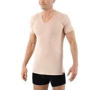 ALBERT KREUZ Men's Invisible Short Sleeve v-Neck Undershirt 100% Organic Cotton Nude