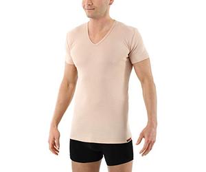 ALBERT KREUZ Men's Invisible Short Sleeve v-Neck Undershirt 100% Organic Cotton Nude