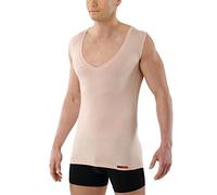ALBERT KREUZ Men's Invisible Sleeveless deep v-Neck Business Undershirt Micromodal Light Nude Beige L