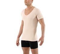 ALBERT KREUZ Men's Laser Cut Invisible Seamless deep v-Neck Undershirt Short Sleeves Stretch Cotton - no Undershirt Lines Thanks to raw Seam finitions Nude M
