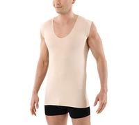 ALBERT KREUZ Men's Laser Cut Invisible Seamless deep v-Neck Undershirt Sleeveless Stretch Cotton Nude M