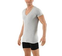 ALBERT KREUZ Men's Organic Stretch Cotton Undershirt Short Sleeves and deep v-Neck Grey
