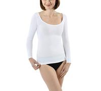 ALBERT KREUZ Women's Long Sleeve Undershirt with deep Scoop Neck Stretch Cotton White Größe L (40-42)
