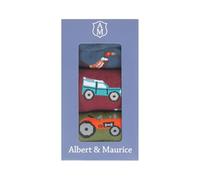 Albert & Maurice Mens Socks Gift Set Pack Of 3 Blue Pheasant/Red 4x4/Green Tractor