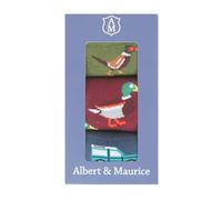Albert & Maurice Mens Socks Gift Set Pack Of 3 Green Pheasant/Red Duck/Blue 4x4