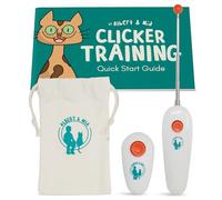 ALBERT & MIA Cat Training Kit (4 Pieces) - Quiet Clicker + Target Stick Clicker + Treats Pouch + Cat Clicker Training Start Guide (Beginner to Expert)