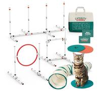 ALBERT & MIA CATGILITY Agility Equipment for Cats + Clicker Trainer Guide - Exercise Agility Course - Jumping Hurdles & Hoops, Tunnel (Training for Small Dogs & Cats) Clicker Training Obstacle Course
