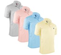 Albert Morris Men's Performance Polo Shirt - Moisture-Wicking, UV Protection, Quick-Dry Fabric, 4-Pack Sizes, S, Pastel Pack